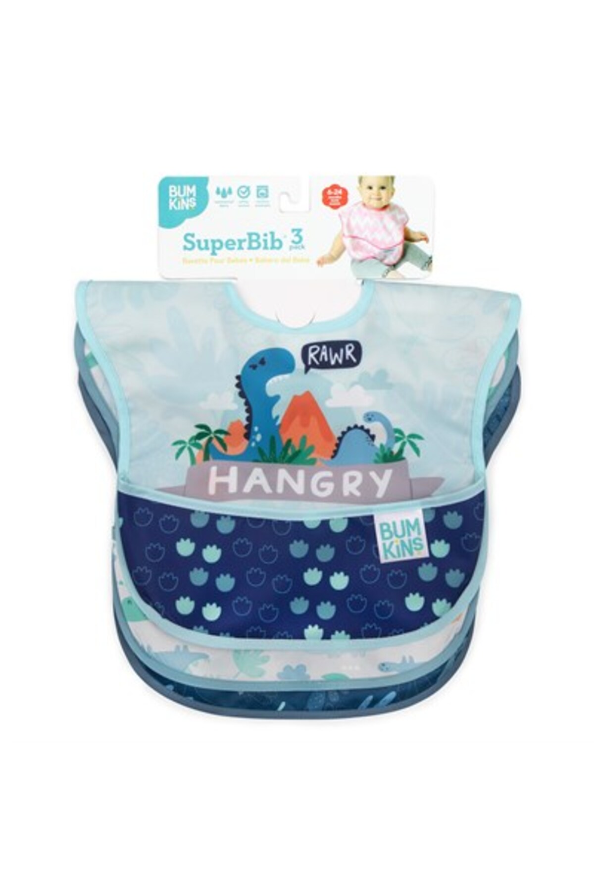 Bumkins Superbib Önlük 3'lü Paket - Hangry, Dinosaurs, Blue Tropic - Görsel 2