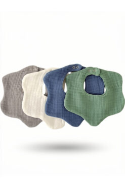 elibaby 4'lü %100 Organik Pamuk 8 Katlı Multi Müslin Çiçek Bebek Salya Mama Önlüğü,Yakalık Mavi,Yeşil