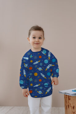 Messido Uzun Kollu Mama Ve Faaliyet Önlüğü, Aktivite Ve Boyama Önlüğü, Uzay Desenli, 1-5 Yaş