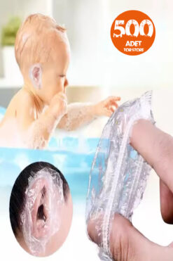 Hombak 500'lü Bebek Çocuk Kulak Koruyucu Su Geçirmez Lastikli Banyo Duş Kulak Bonesi