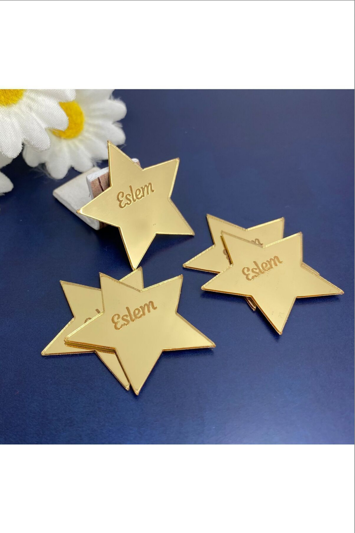 estölye Yıldız Model - Altın Renk Pleksi Yapışkanlı Bebek Hediyelik - 30 Adet - Görsel 3