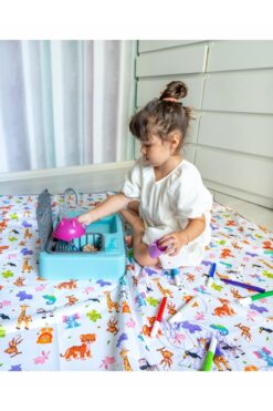 Glarus Hayvan Desenli 100x150cm Su Geçirmez örtü, Aktivite, Boya, Piknik, Masa, Yemek Ve Oyun Örtüsü