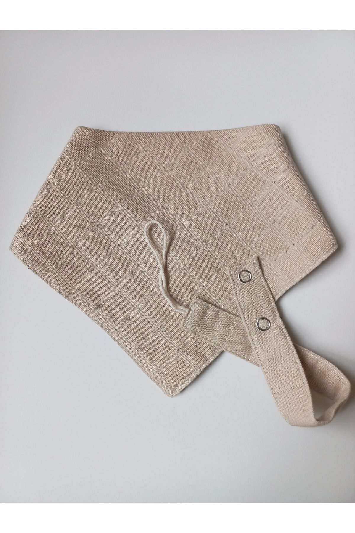 sbbaby Müslin Kız Bebek Mama Önlük Kalp Ahşap Klipsli Emzik Askısı 3 Lü Set - Görsel 3