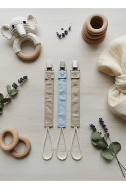 Wayne's 3’lü Erkek Bebek Emzik Askısı Seti – Emzik Zinciri & Emzik Tutacağı, Emzik Askılığı