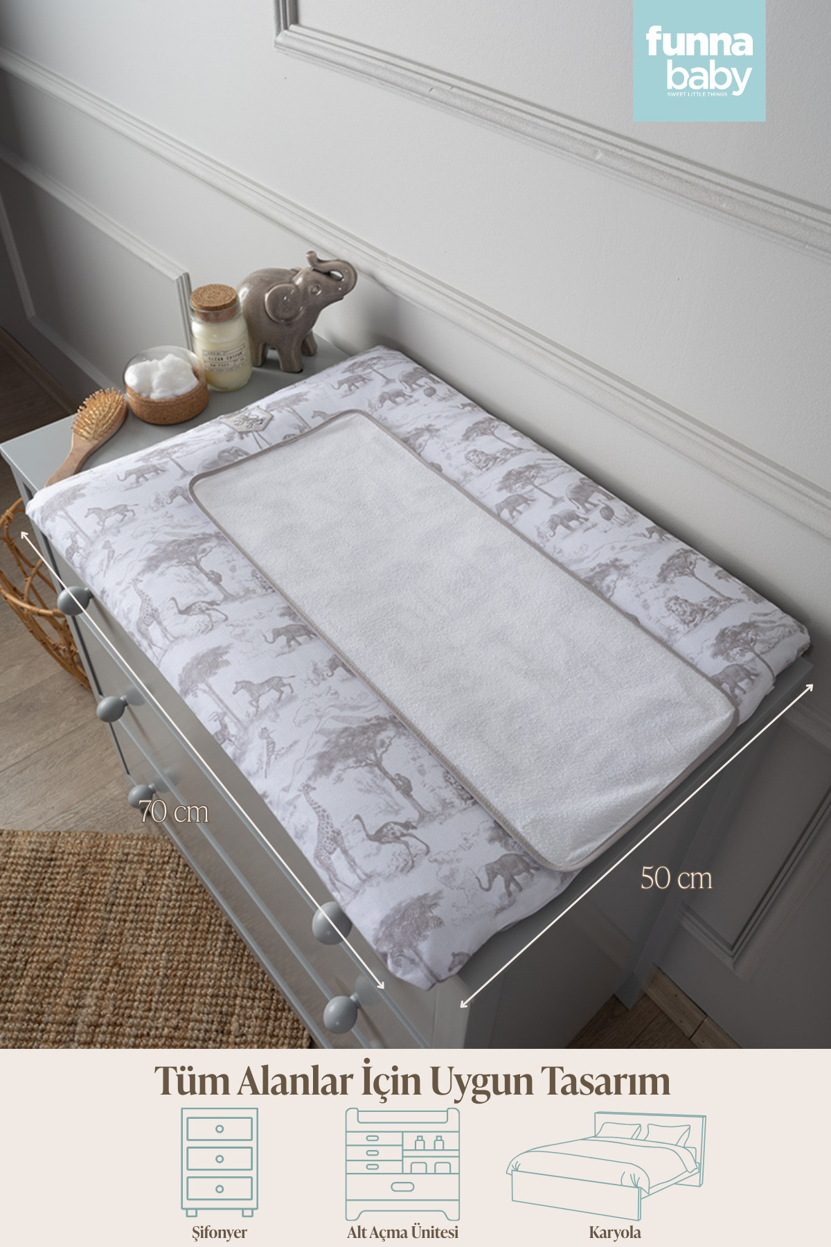 Funna Baby Altaçma Kılıfı (Minderli) - Safari - Gri - 50 X 70 Cm - Görsel 2
