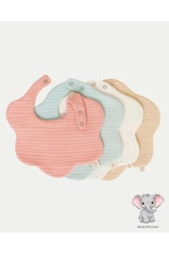 Boho Piccolo 4'lü %100 Pamuklu Organik Soft Renk 8 Katlı Müslin Bebek Önlük / Salya Önlüğü / Nikel Free Çıt