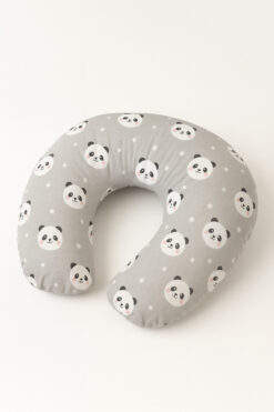 Jaju Baby Gri Panda Desenli %100 Pamuk Emzirme Yastığı – Ergonomik Destek + Yıkanabilir Kılıf