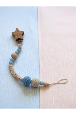 My Kids Room Doğal Ahşap Emzik Zinciri - Isimli Emzik Askısı Ahşap Emzik Zinciri Emzik Tutucu