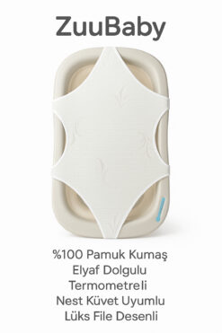 Zuu Baby Termotreli ve Nest Katlanır Küvete Uygun %100 Lüx Pamuk Kumaş File Elyaf Dolgulu