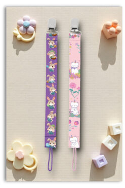 Mia Aurora 2li Set Emzik Askısı Emzik Zinciri Emzik Tutacağı Tavşan Mor Unicorn Kedi Pembe BYI60419