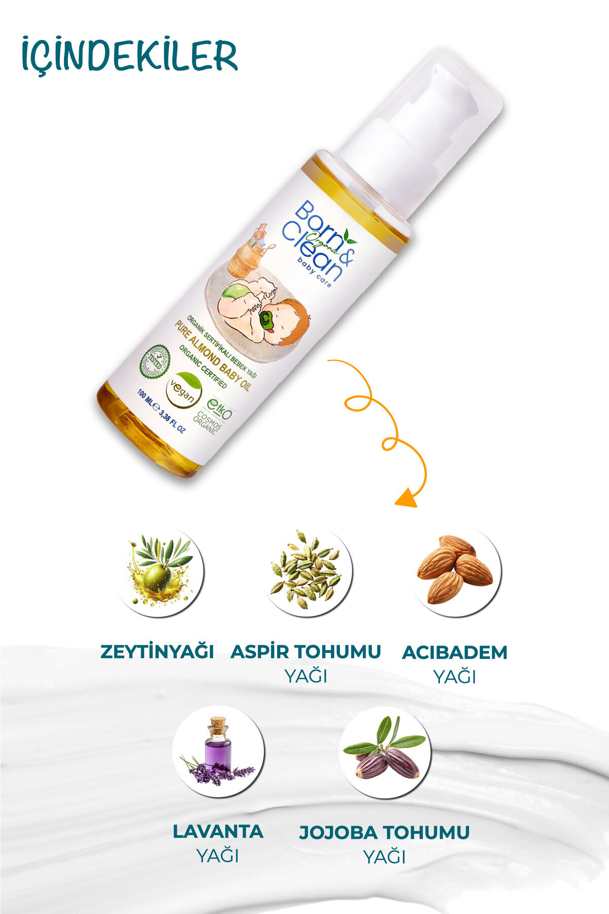 Born and Clean Baby Care Organik Bebek Yağı 100 ml %100 Doğal - Görsel 2