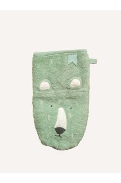 PAMUK HANIM %100 organik Pamuk Kız-erkek yenidoğan-Bebek-çocuk-Genç Banyo Kukla Havlu Kese MİNT/KUTUP AYISI