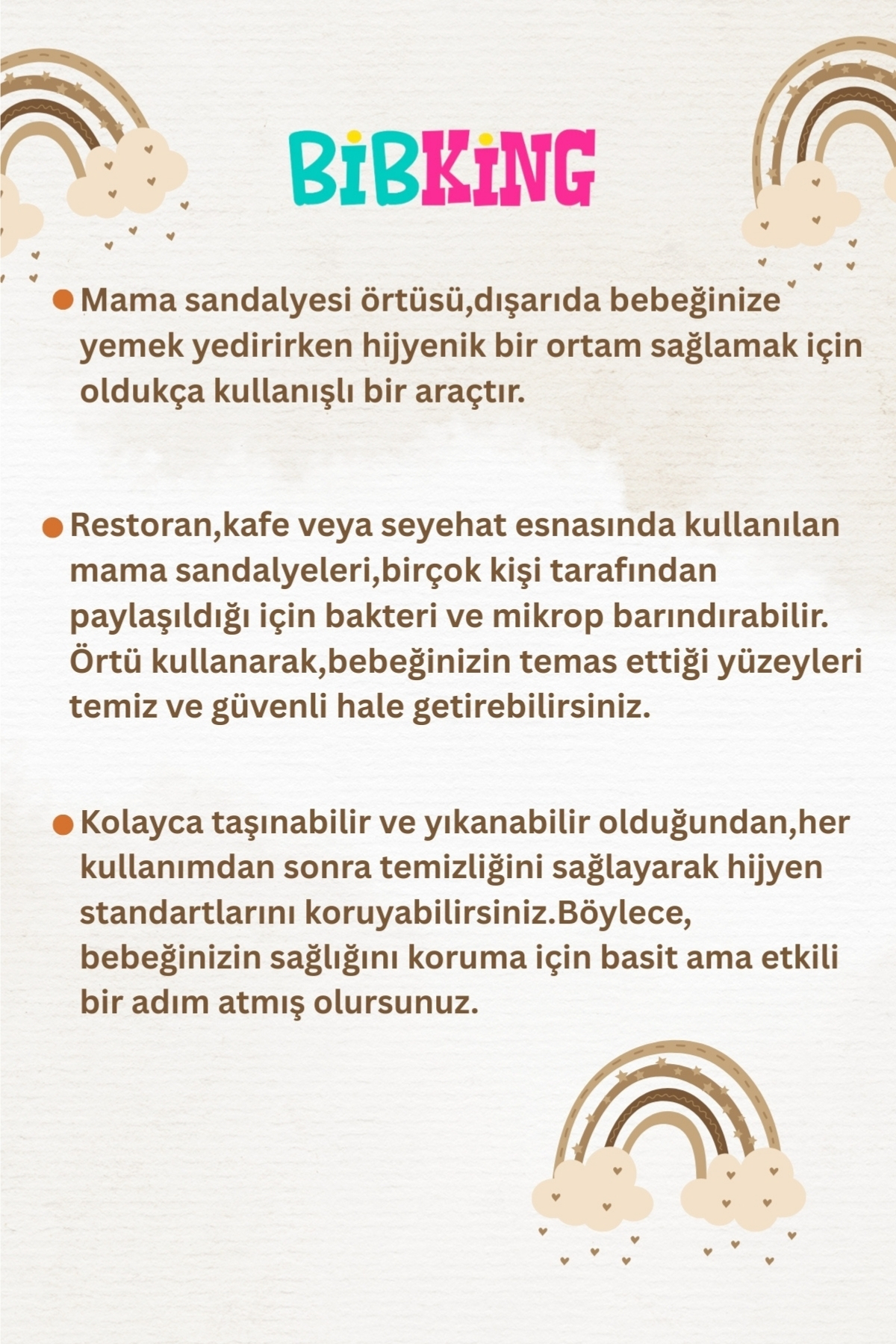 BibKing Mama Sandalyesi Örtüsü Yumurta Baskılı Desen Mama ve Aktivite Önlüğü - Görsel 2
