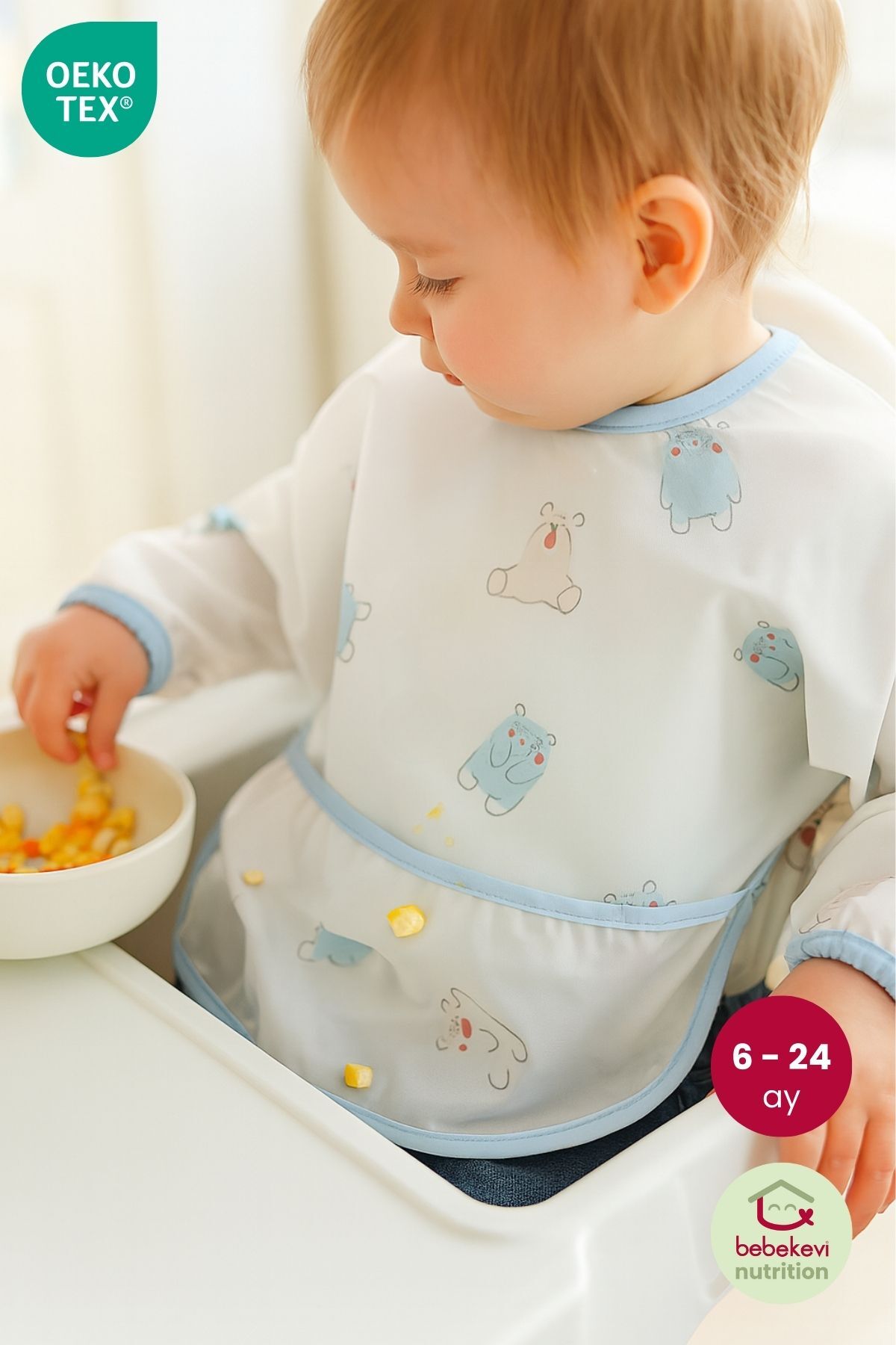 Bebekevi Su Geçirmez Tafetta Mama Önlüğü