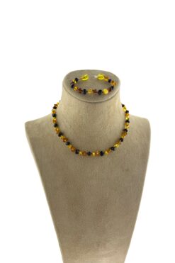 Welta Kehribar Multicolor Kolye Ve Bileklik Seti