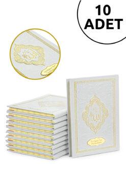 ihvan online 10 Adet İsme Özel Kabartmalı Yaldızlı Deri Ciltli Yasini Şerif Kitabı - Çanta Boy – 128 Sayfa - Beya