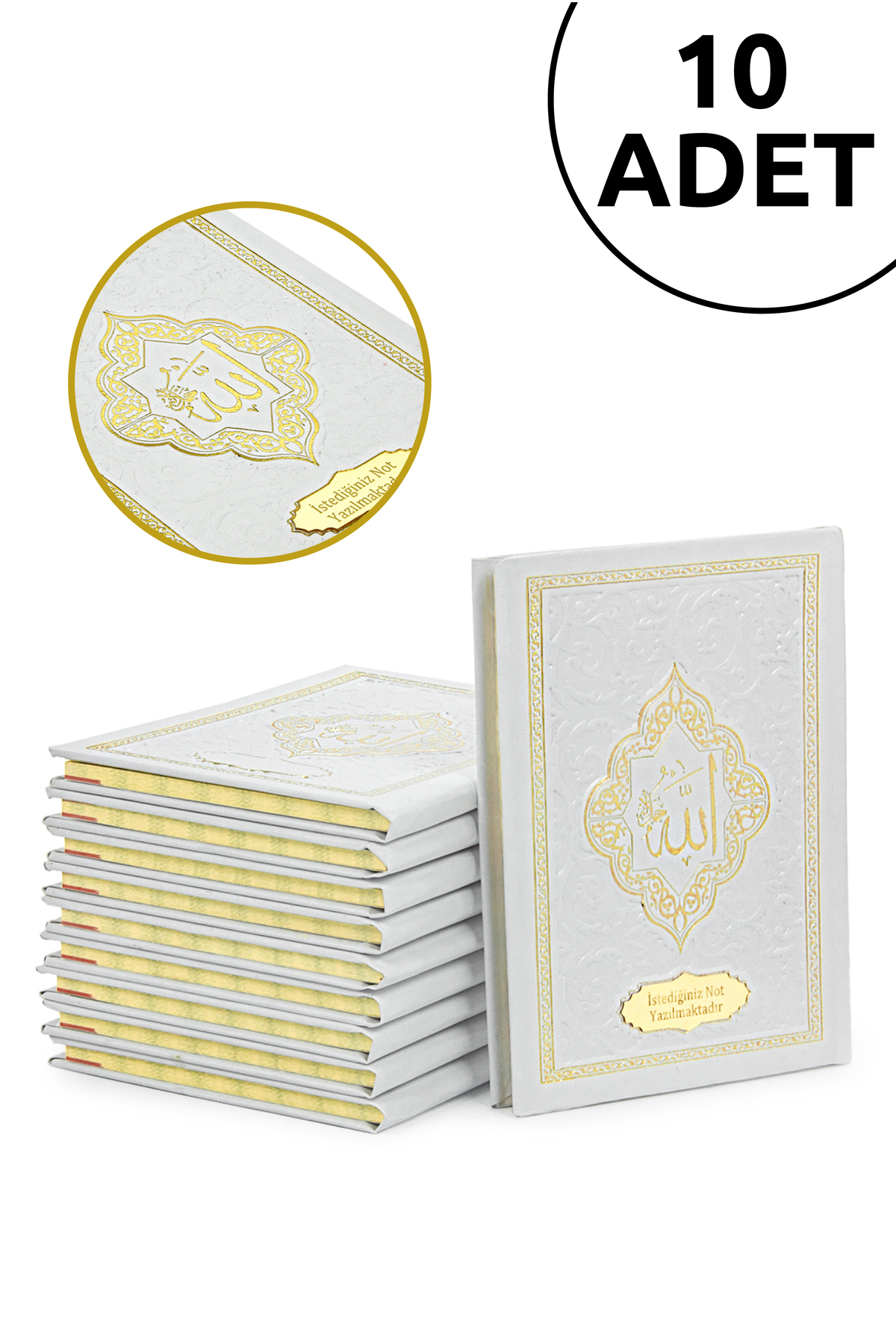 ihvan online 10 Adet İsme Özel Kabartmalı Yaldızlı Deri Ciltli Yasini Şerif Kitabı - Çanta Boy – 128 Sayfa - Beya