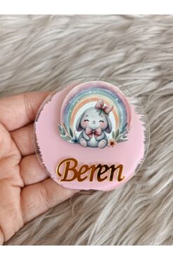 doğrukan Gökkuşaklı tavlan figürlü pleksi yenidoğan doğum günü magnet hediyelik (10 adet)