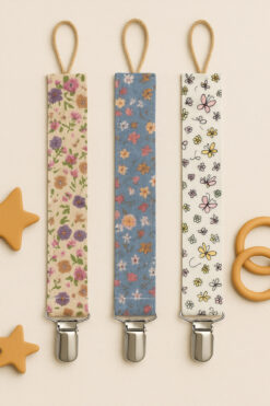 Baby Cais Collection Organik Pamuk Emzik Zinciri - Emzik Askısı - Bebek Hediyesi Set11