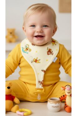 Lumos Trade Emzik Tutucu Mama Önlüğü - Winni Tiger Desenli %100 Pamuk Kumaş Emzik Askısı