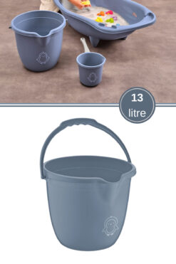 12den Bebek Banyo Kovası, Saplı Oluklu Çok Amaçlı Güvenli Ergonomik Su Temizlik Kovası 13 litre Mavi