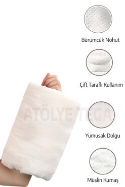 TEGA Emzirme Kolluğu, Emzirme Yastığı Minderi, Müslin Kumaş - Dolgulu Yastık Çift Taraflı Kullanım