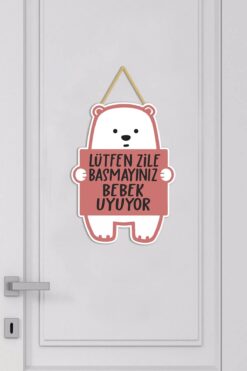 Vegüba Bebeğim Uyuyor Zile Basmayın YazılıvKapı Süsü