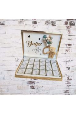 Organizasyon Pazarı Kişiye Özel İsim Yazılı Çikolata Kutusu Düğün-Nişan-Söz-Kına-Bebek-Doğum Hediyeliği 50 Adet