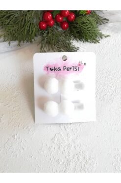 Toka Perisi Bebek Beyaz Ponpon Toka