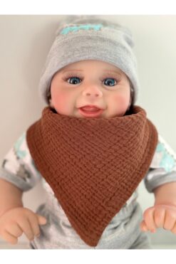 vikivin bebe 3'lü Set &100 Organik Pamuklu 4 Katlı Çift Çıtçıtlı Müslin Bebek Salya Önlüğü-Fuları