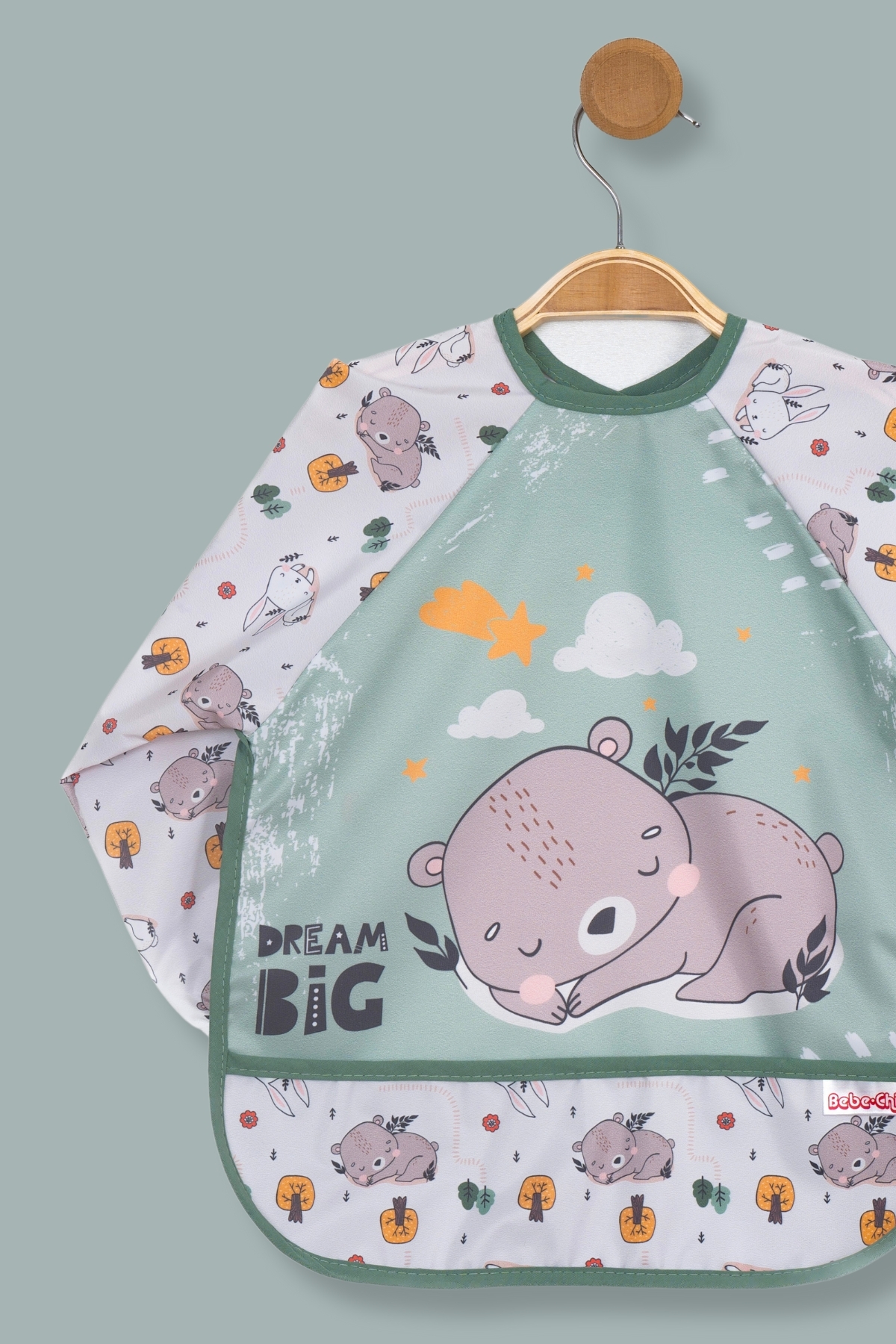 BibKing 2'Li Ekonomik Set Mama Sandalyesi Örtüsü-Sevimli Ayı Desen Aktivite ve Mama Önlüğü 6-24 AY - Görsel 2