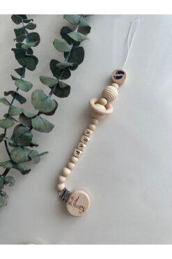 MİRZAS BALKES Doğal isme özel ahşap bebek emzik askısı