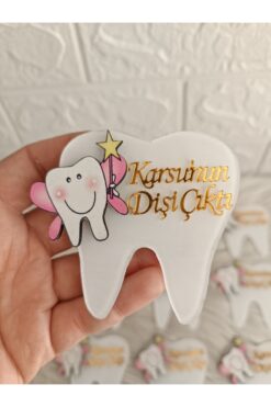 Doğrukan Hediyelik 10 adet pembe kanatlı diş pleksili diş buğdayı diş hediği hediyelik magnet
