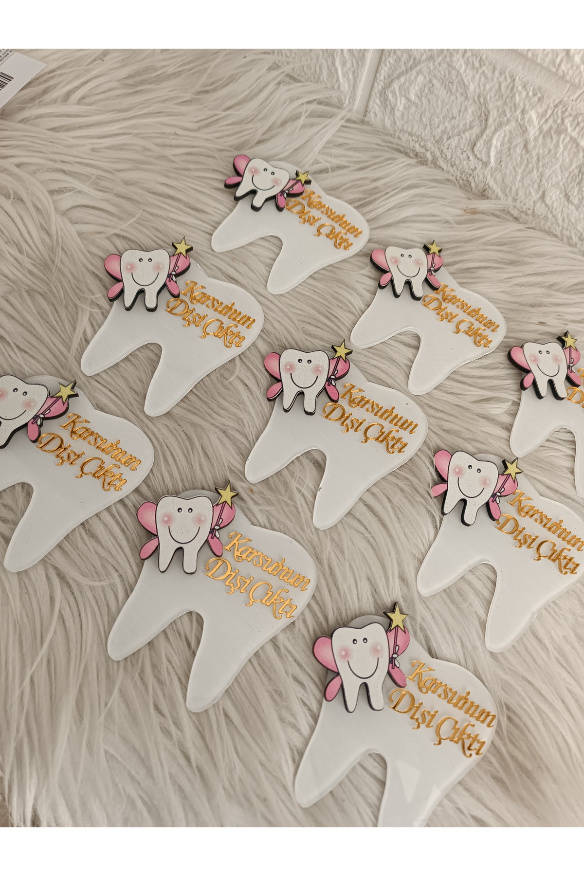 Doğrukan Hediyelik 10 adet pembe kanatlı diş pleksili diş buğdayı diş hediği hediyelik magnet - Görsel 2