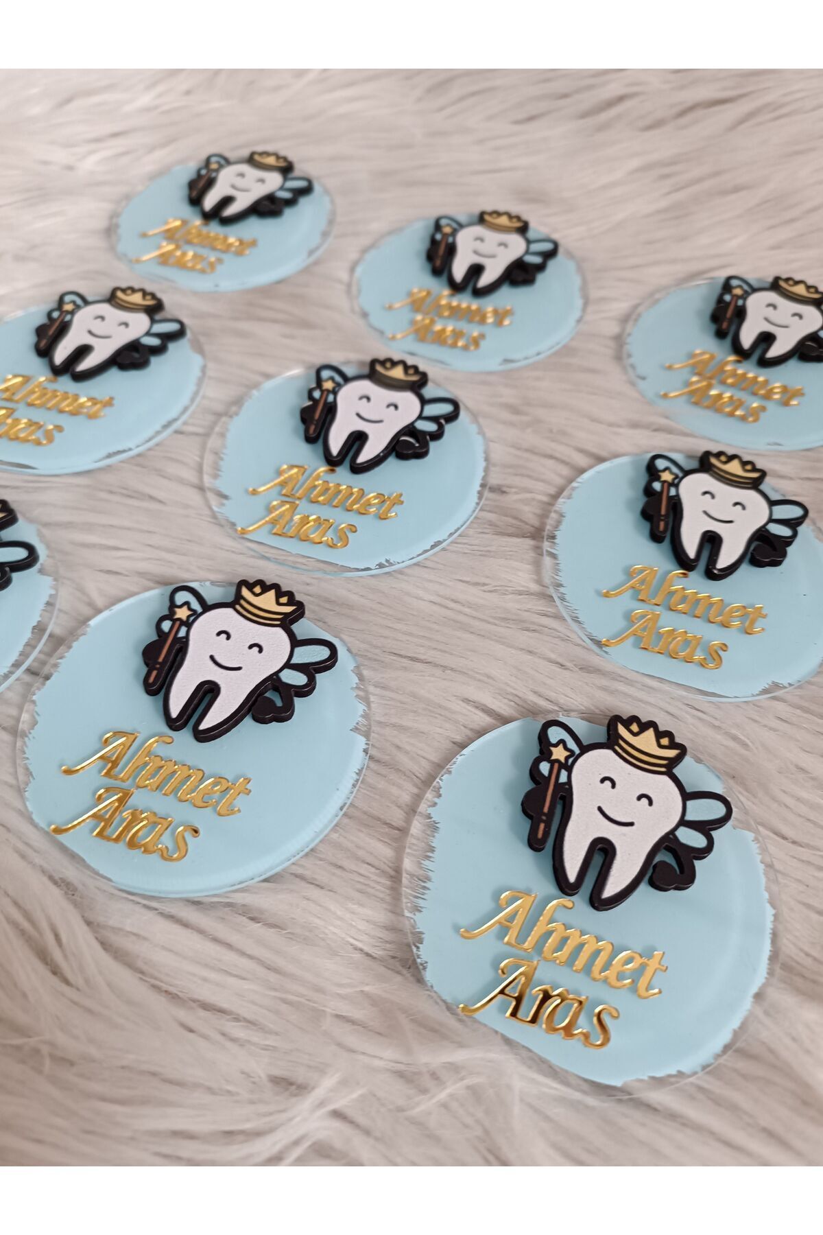 doğrukan Diş Buğdayı Konsept Pleksi Mavi/Pembe Diş Figürlü Magnet 10 Adet - Görsel 2