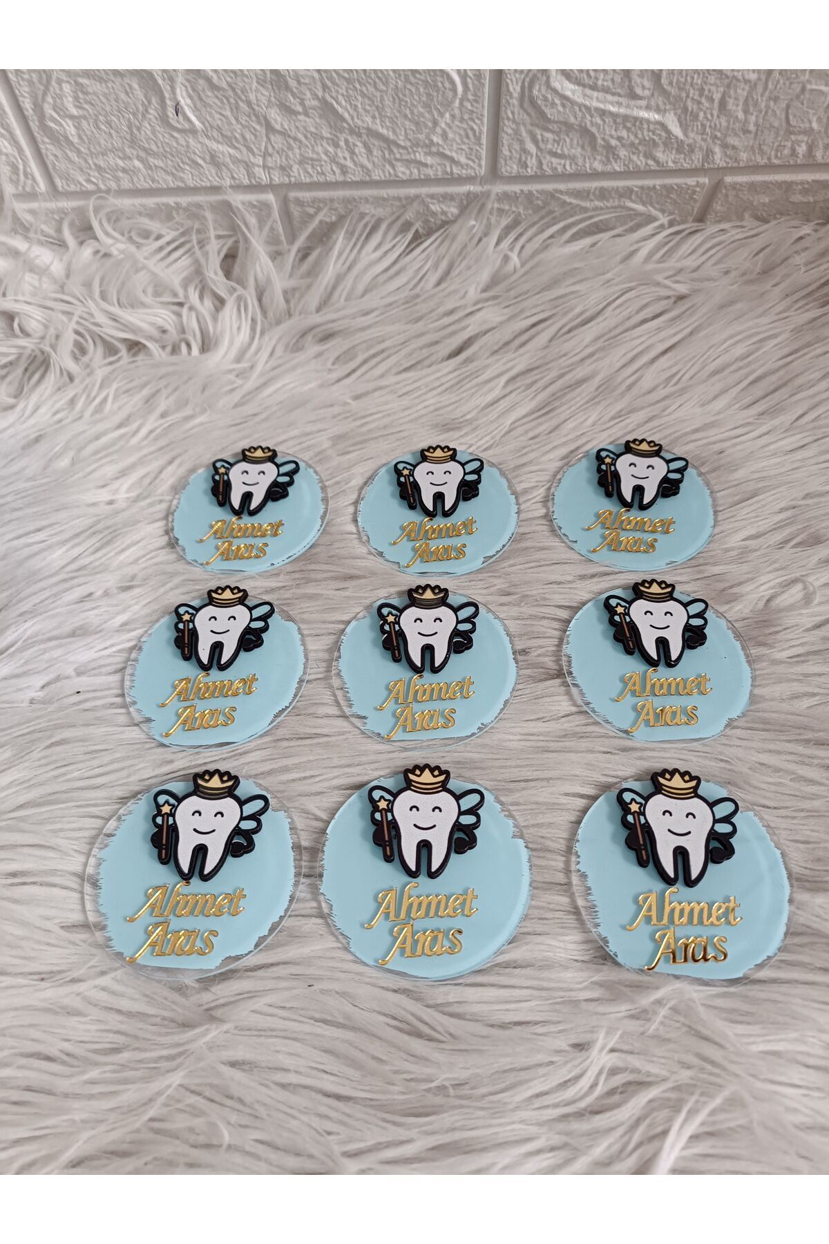 doğrukan Diş Buğdayı Konsept Pleksi Mavi/Pembe Diş Figürlü Magnet 10 Adet - Görsel 3