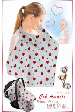 HALZEY Balenli Emzirme Örtüsü Oeko-tex Sertifikalı Organik Kumaş 80 X 100 Cm Emzirme Önlüğü %100 Pamuklu