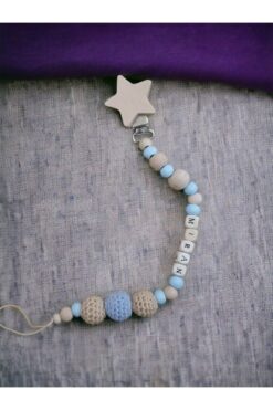 My Kids Room Doğal Ahşap Emzik Zinciri - Isimli Emzik Askısı Ahşap Emzik Zinciri Emzik Tutucu