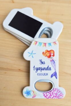 Atölye Mi Deniz Kızı Tema 1 Yaş Magnet Jelatinli Doğum Günü Hediyesi 10 ADET