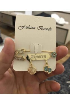 Sahi Aksesuar Kaplama Isimli Mavi Taşlı Bebek Yaka Iğnesi Bezyı415