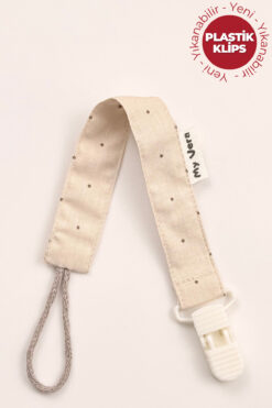 MyVera Vizon Puantiyeli Emzik Askısı - Kumaş Pamuk Bağcıklı Emzik Zinciri - Emzik Tutacağı