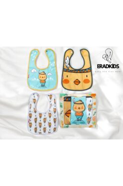 eradkids 3'lü CİVCİV  %100 Pamuk Microfiber  Sıvı Geçirmez Mama Önlüğü Bebek Su Geçirmez leke tutmaz Önlük