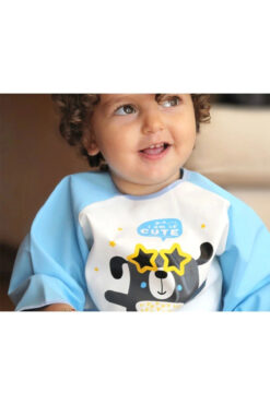 Babyjem Poli Muşamba Kollu Mama Önlüğü Mavi