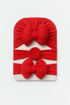 Bebekino 0-18 Ay Kız Bebek 3’lü Set – Fiyonklu Bone, Fiyonklu Saç Bandı, Güllü Saç Bandı