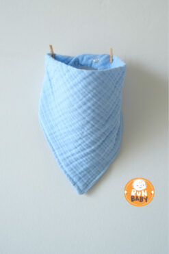 runbaby Dört Kat Multi Müslin Çıtçıtlı Bebek Salya Önlük & Fular (AÇIK MAVİ)