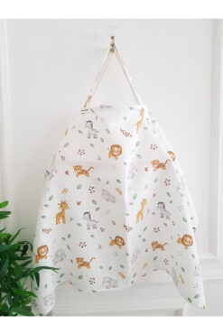 ilkimbebe Safari Hayvanlar Müslin Konforlu Balenli Emzirme Önlüğü , Örtüsü - 70x100 Cm , Anne Bebek İlkim Bebe