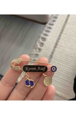 Sahi Aksesuar Kaplama Isimli Mavi Taşlı Bebek Yaka Iğnesi Ibcb004