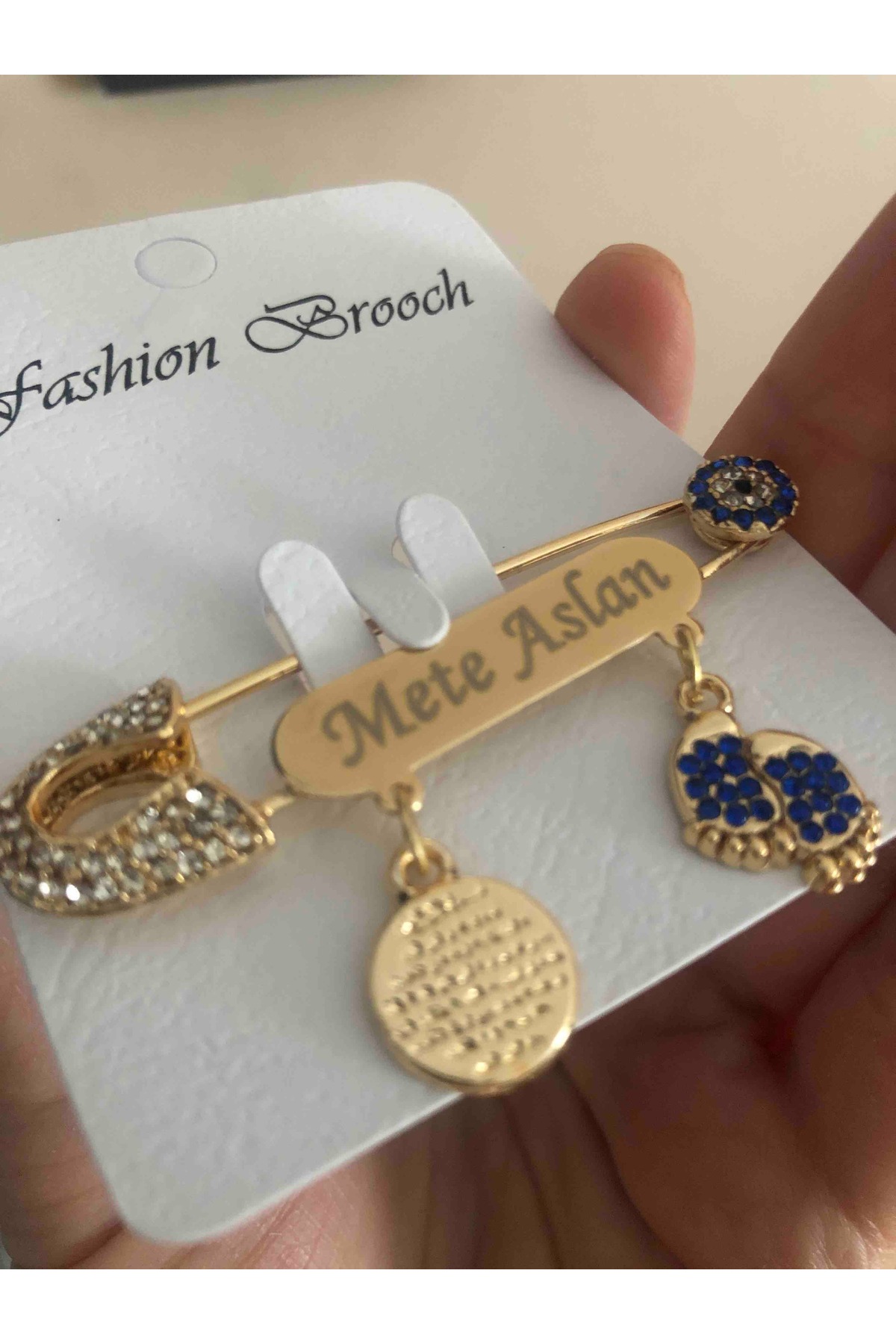 Sahi Aksesuar Kaplama Isimli Mavi Taşlı Bebek Yaka Iğnesi Ibcb004 - Görsel 3