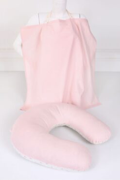 Umaybebek Emzirme Yastığı, Emzirme Önlüğü Set - %100 Pamuk - Bebepembe