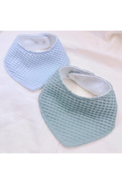 Le Petit Dodo 2'li Su Geçirmez Blue Green Bebek Salya Önlüğü